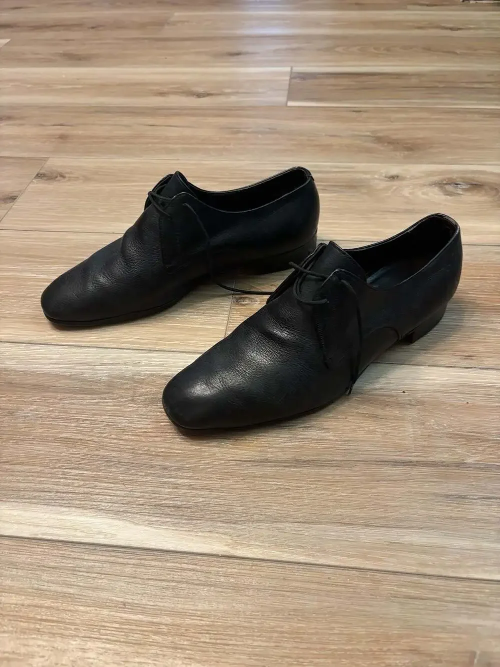 Vintage Celine Men's Black Leather Derby Dress Italian Shoes 8 1/2